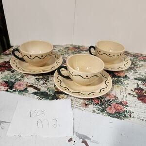 Metlox Poppytrail California Provincial Cups Saucers Set of 3 Hand Painted